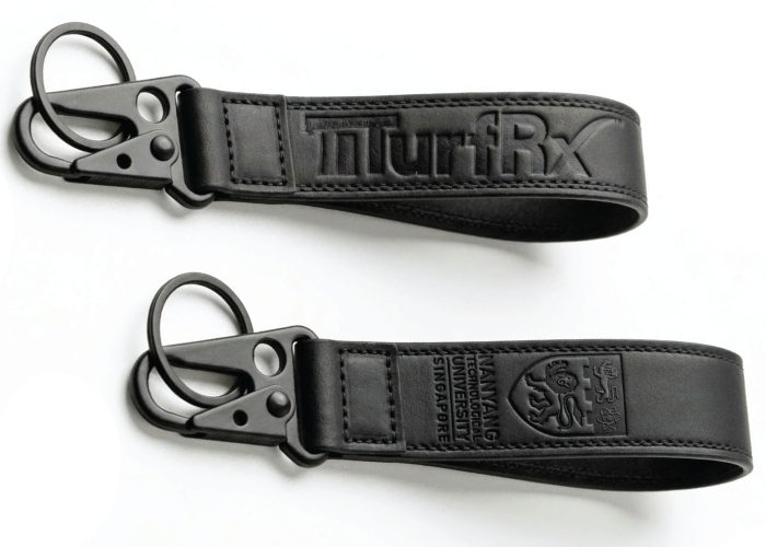 Debossed Leather Eagle Hook Keychain